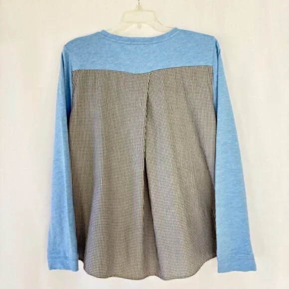 TALBOTS Mixed Media Hi Lo Hem Long Sleeve Top - Picture 2 of 4